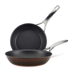 Anolon Nouvelle Copper Hard Anodized Nonstick Frying Pan Set / Fry Pan Set / Hard Anodized Skillet Set - 8.5 Inch and 10 Inch Brown